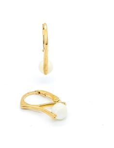 Boucle d'oreille dormeuse en argent vermeil avec perle de nacre, création artisanale de Just'In Jewels 2
