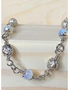 Bijou de créateur belge en argent rhodié nickelfree et verre opalin bracelet pour femme, collection Alexiane 2