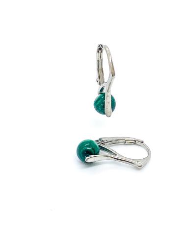 Dormeuses argent rhodié et malachite...