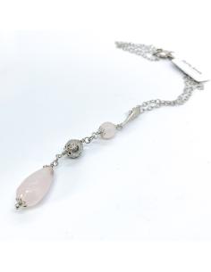 Collier artisanal argent rhodié antiallergique avec pierre fine quartz rose collection Manon de Just'In Jewels 2