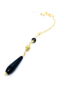 collier argent plaqué or vermeil agate noire collection Manon de chez Just'in jewels