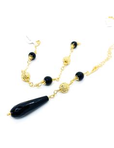 collier argent plaqué or vermeil agate noire collection Manon de chez Just'in jewels 2