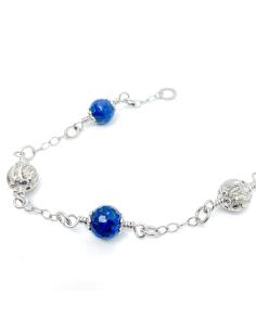 bracelet argent rhodié antiallergique avec pierre fine de dumortiérite collection Manon de chez Just'in Jewels