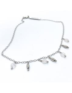 collier artisanal argent rhodié avec quartz rose collection helina de chez Just'in Jewels