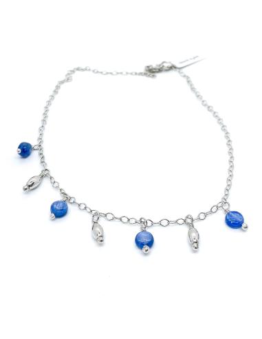 collier artisanal argent rhodié antialergique avec pierres fines cyanite collection Hélina de chez Just'In Jewels