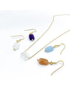 collier artisanal argent plaqué or vermeil avec pierre fine cristal de roche craquelé collection louane de chez Just'in Jewels 2