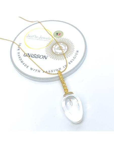 Collier-artisanal argent plaqué or vermeil et cristal du Val St Lambert collection UNISSON de Just'in jewels