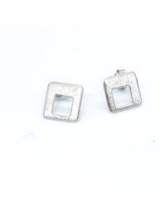 Boucle d'oreille argent rhodié antiallergique carrée collection UNISSON de chez Just'in jewels 2
