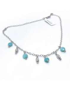 collier artisanal argent rhodié antiallergique avec véritables amazonite collection Helina de chez Just'in jewels