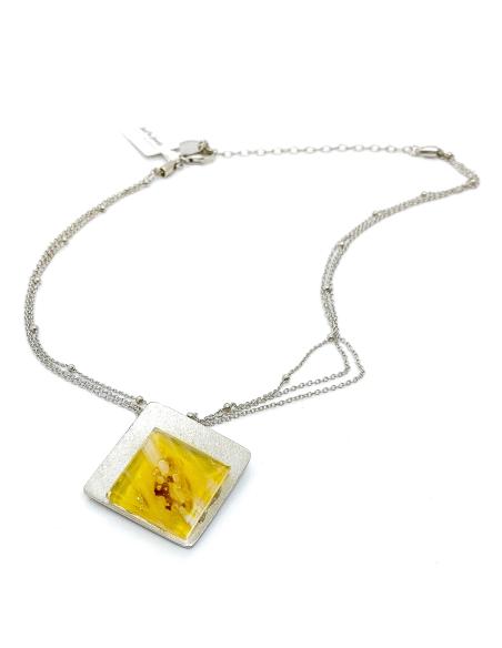 collier artisanal argent rhodié antiallergique avec cristal Val St Lambert collection UNISSON JUST'IN JEWELS