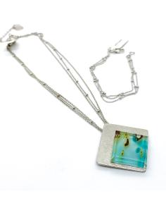 Collier artisanal argent et véritable cristal du Val St Lambert collection UNISSON de chez Just'in jewels 2