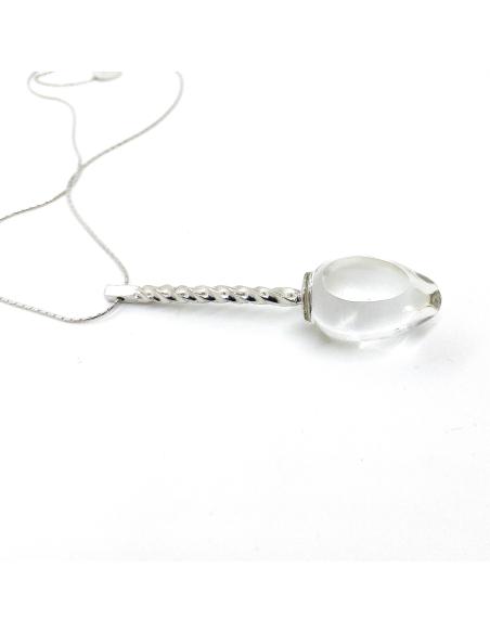 collier cristal artisanal argent rhodié antiallergique avec cristal du Val st lambert collection UNISSON de chez Just'In Jewels