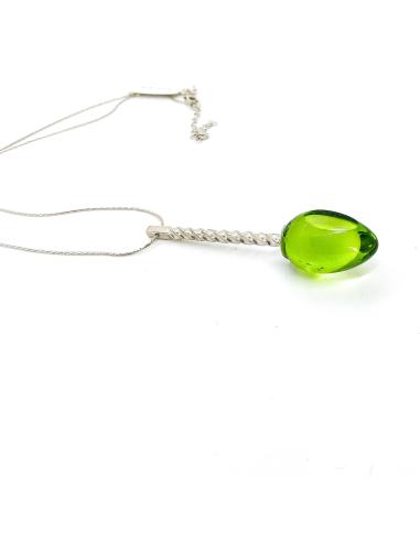 Collier artisanal argent rhodié et goutte...