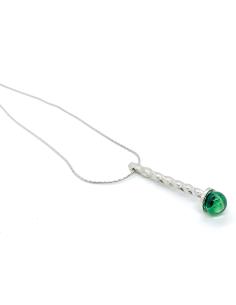 Collier artisanal argent rhodié antiallergique perle de cristal vert Val st lambert collection UNISSON de chez Just'in jewels 2