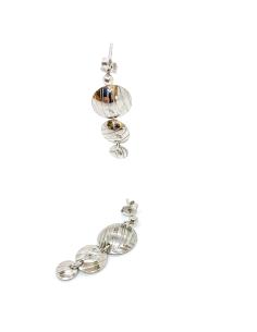 Boucle d'oreille pendante triple disque argent rhodié antiallergique collection Unisson de chez Just'in Jewels 2