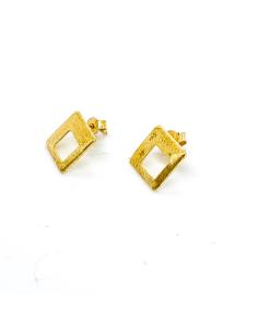 boucle oreille argent plaqué or vermeil carrée collection UNISSON de chez just'in jewels 2