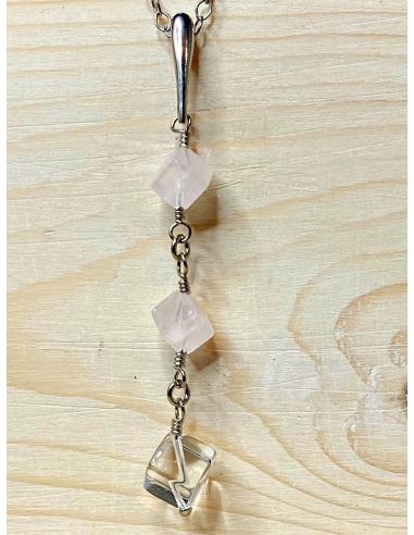 Collier artisanal argent rhodié FLO cubes...