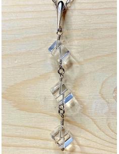 Collier artisanal créateur belge argent rhodié et pierre naturelle cristal 2