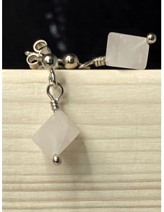 Boucle d'oreille en argent et quartz rose, création artisanale de la collection Flo by Just'In Jewels 2