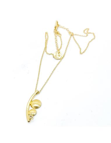 Collier artisanal argent plaqué or et diamant...