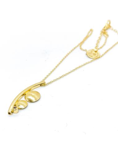 Collier artisanal argent plaqué or et diamant...