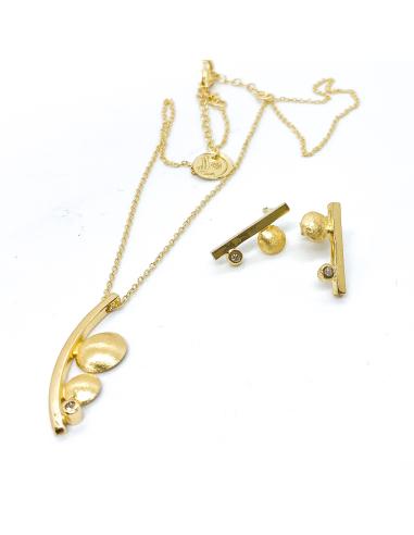 Collier artisanal argent plaqué or et diamant...