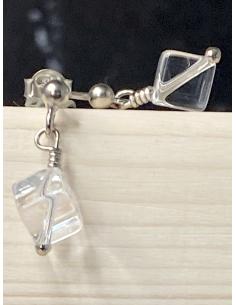 Boucles d'oreille artisanales argent rhodié et cristal de roche,collection Flo by  Just'In Jewels 2