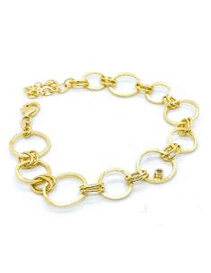 Bracelet argent plaqué or vermeil 10anneaux 1 diamant taille brillant de 0.06ct collection just'étincelle de chez JUST'IN JEWELS 2