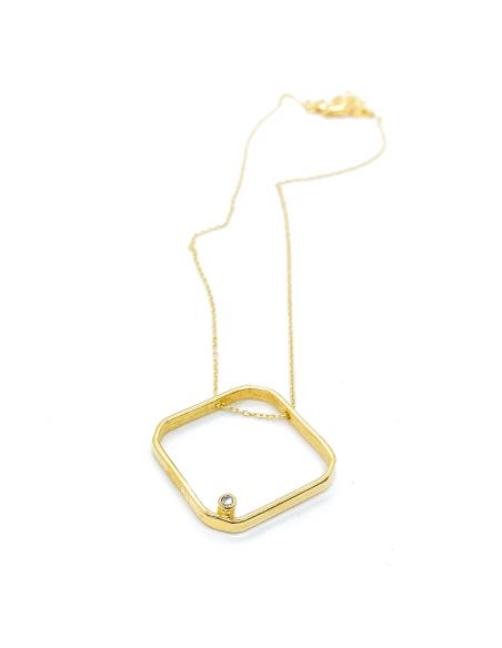 Collier argent plaqué or , vermeil antiallergique avec diamant collection Polaris de chez Just'In Jewels