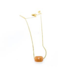 Collier artisanal argent plaqué or vermeil antiallergique avec pierre de lune rose , collection louane de chez Just'In Jewels 2
