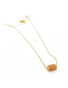Collier artisanal argent plaqué or vermeil antiallergique avec pierre de lune rose , collection louane de chez Just'In Jewels