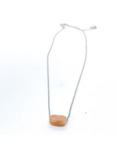 Collier artisanal argent rhodie antiallergique avec pierre de lune rose collection Louane de chez Just'in jewels