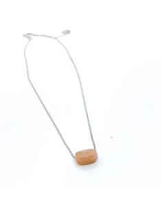 Collier artisanal argent rhodie antiallergique avec pierre de lune rose collection Louane de chez Just'in jewels 2