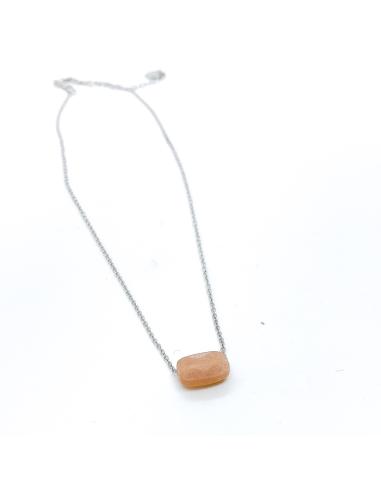 Collier artisanal femme argent rhodié pierre de...