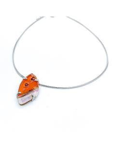 collier artisanal argent rhodié antiallergique  avec véritable cristal du Val st lambert. 2