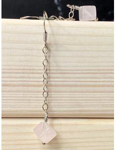 Pendant oreille de créateur belge en argent rhodié nickelfree pour femme pierre fine quartz rose 2