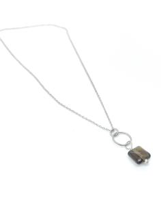 collier artisanal argent rhodié collection charly quartz fumé de Just'in jewels