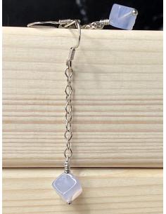 Boucle d'oreille de créateur pour femme argent nickelfree et pierre fine calcédoine bleue 2