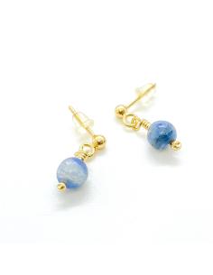boucle d'oreille argent plaqué or vermeil avec véritable pierre fine de cyanite