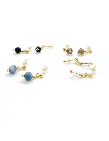 Perceuse d'oreille en argent vermeil et agate...