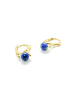 Dormeuse argent plaqué or vermeil avec perle de pierre fine de sodalite. 2