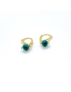boucle d'oreille perceuse en argent plaqué or vermeil avec malachite 2
