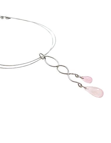 Collier double pour femme argent rhodié avec...