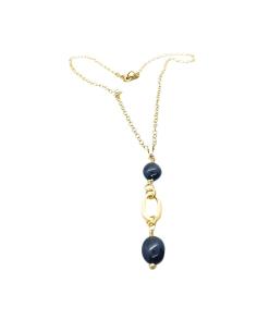 collier argent plaqué or vermeil avec agate noire créations artisanale just'in jewels 2