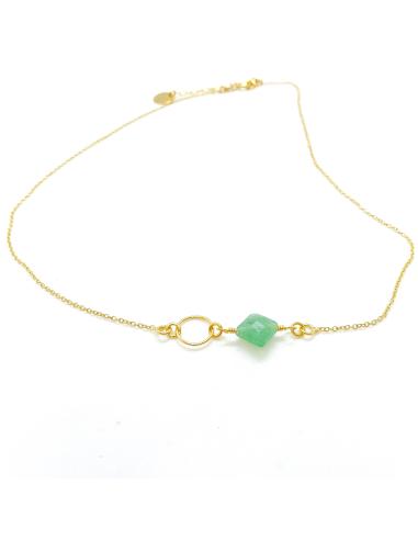 Tour de cou vermeil aventurine et anneau