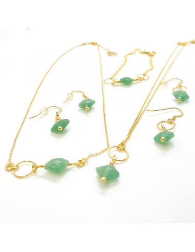 Collier vermeil aventurine et anneau...