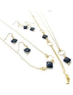collier artisanal argent plaqué or vermeil avec agate noire collection charly de chez JUST'IN JEWELS 2