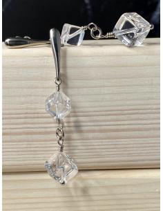 Boucle d'oreille artisanale pour femme argent et pierre fine naturelle cristal de roche vendue dans notre bijouterie en ligne 2