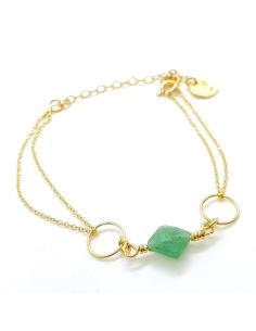 bracelet argent plaqué or vermeil aventurine verte créations artisanale de just'in jewels 2