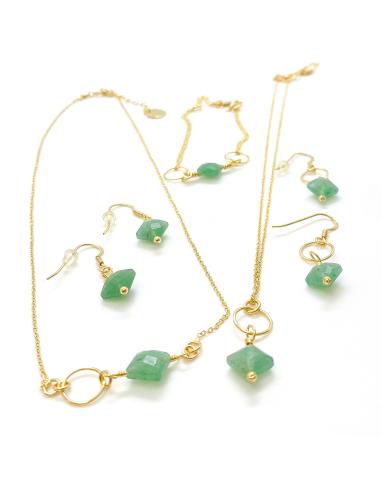Bracelet vermeil aventurine et anneau fil rond...